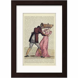 Poke or Coal Scuttle Bonnet print 1 on vintage (1870&#39;s) upcycled book page mixed media digital