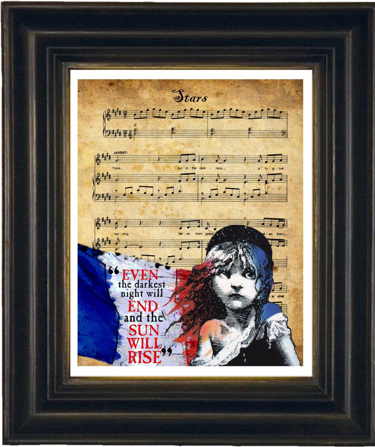Les Misérables Song Stars Sheet Music with Victor Hugo Quote Etsy
