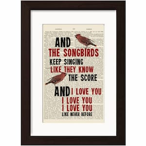 Fleetwood Mac Songbird  2 song lyric Print on upcycled Vintage Page mixed media digital