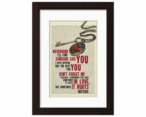 Adele Someone Like You Song Lyrics Print On Upcycled Vintage Etsy