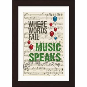 Waar woorden mislukken- Music Speaks Print op de pagina Recycled Sheet Music