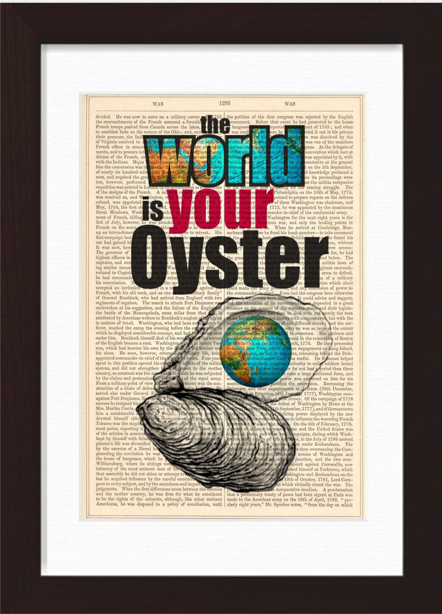 The World Is Your Oyster Print on Repurposed Dictionary Page Etsy
