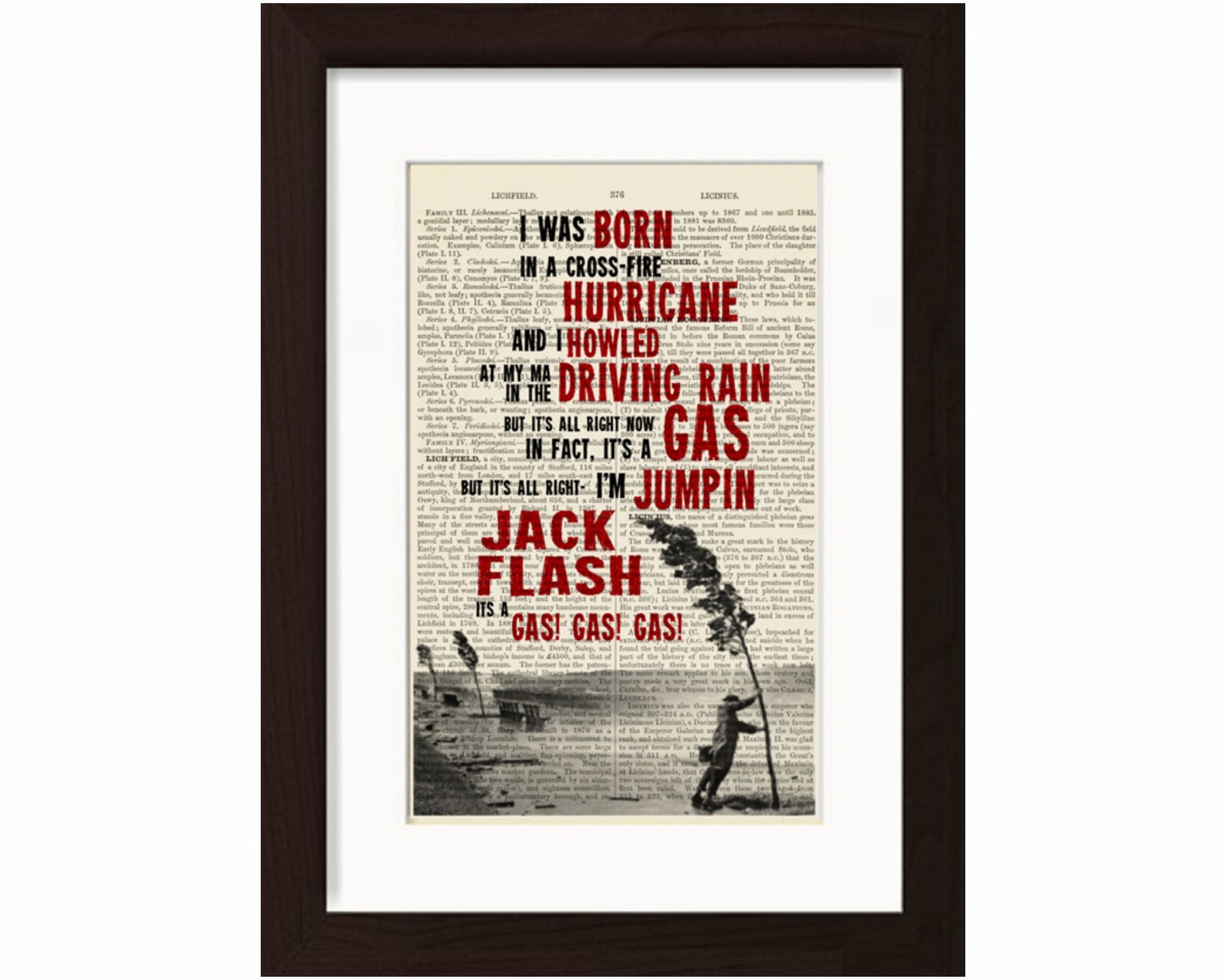 Jumping Jack Flash Song Lyric Print on Upcycled Vintage Guide Etsy