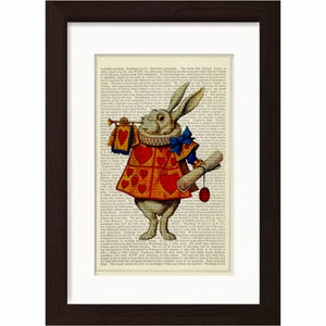 Alice White Rabbit Print on Upcycled Vintage Page - Etsy