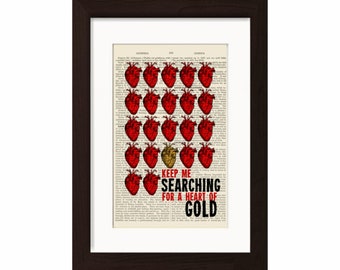 Neil Young Heart of Gold Print on upcycled Vintage Page mixed media art digital