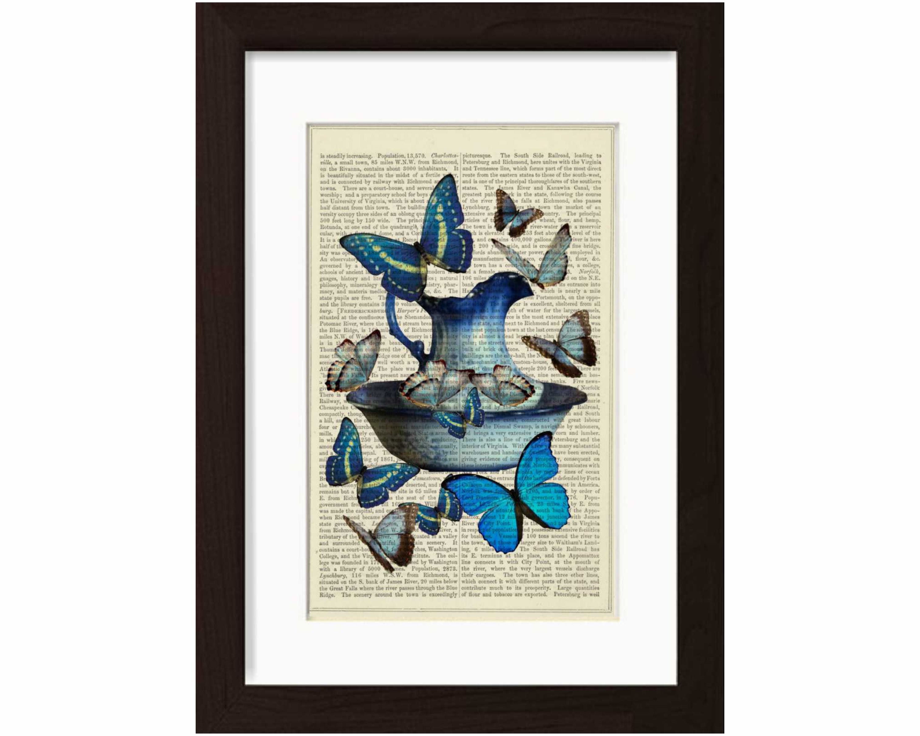 Book Page Blue Butterfly Printable Art