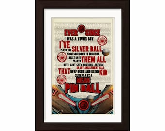 The Who Pinball Wizard  song lyric Print on upcycled Vintage dictionary  Page