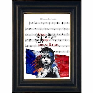 Victor Hugo Les Misérables Quote French Flag digital mixed media  on choice of  music sheet print