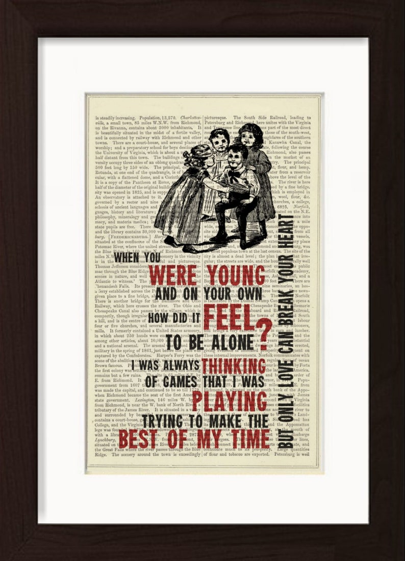 Only Love Can Break Your Heart song lyric Print on upcycled Etsy