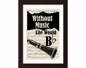 Los amantes de la música clarinete sin música vida sería plana -Mixed Media reciclado Vintage 1920 página de partituras