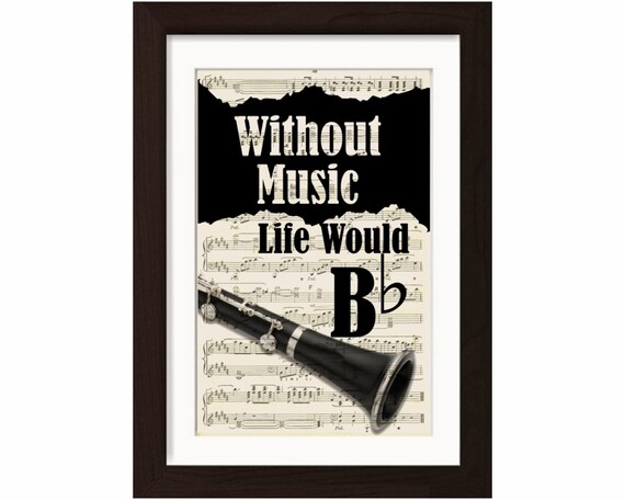 Music Lovers Clarinet Without Music Life Would Be Flat mixed Media Recycled  Vintage 1920's Sheet Music Page -  Australia