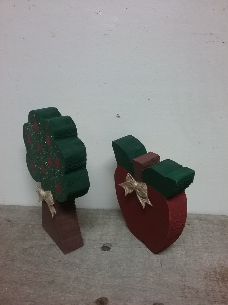 Apple Decor, Apple Kitchen Decor, Apple Shelf Sitters, Wood Shelf