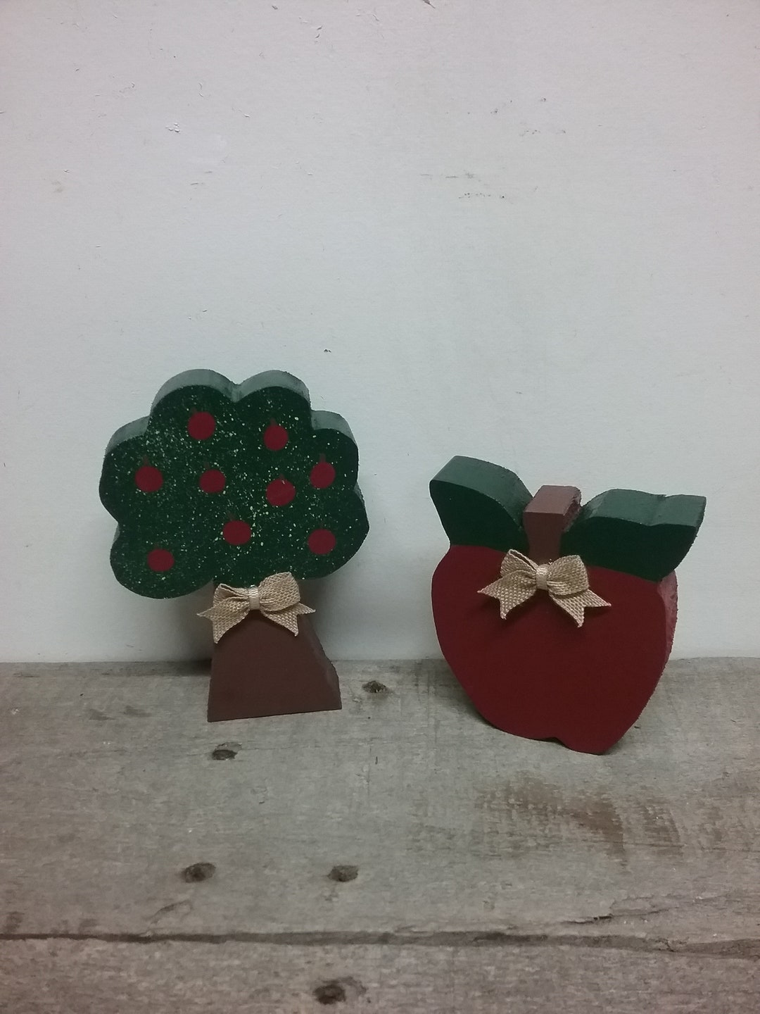 Apple Decor, Apple Kitchen Decor, Apple Shelf Sitters, Wood Shelf