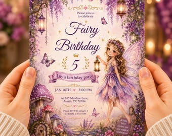 Customizable Fairy Birthday Invitation Template | Enchanted Fairy Garden Party Invite | Magical Fairy Princess Birthday | Canva Template