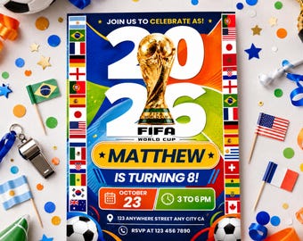 World Cup 2026 Soccer Party Invitation, Soccer World Cup, Football Match Party Invite, One Last World Cup 2026, Editable Canva Template