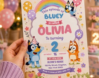 Editable Bluey birthday invitation Bing birthday invitation editable bluey and bingo birthday invitation bluey birthday party invite, Canva