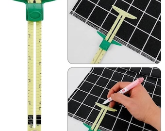 5-in-1 Sewing Seam Ruler, Adjustable Measuring Gauge for Quilting & Patchwork, Tailor Sizing Tool, Sliding Seam Allowance Guide