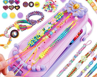 Girls Bracelet Making Kit, Friendship Jewelry Craft Set, Kids Rope Weaving Art Ages 6-12