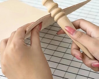 Solid Wood Leather Edge Burnisher, Polishing Tool for Belts, Wallets, Bags