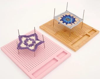 Wooden Knitting Loom Board, DIY Crochet Weaving Mesh Panel, Yarn Craft Loom with Holes, Knitting Blocking Board for Handmade Projects