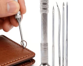 Leather Sewing Awl Kit, Hand Stitching Tool, Leather Craft Repair, Upholstery Needle Set