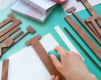 15PCS Bookbinding Cover Maker Tools, Wooden T Handle Guides for Journal Binding, Planner & Notebook Projects
