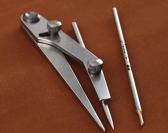 Adjustable Leather Stitch Spacing Gauge, Lockable Marking Tool, Silver Pen