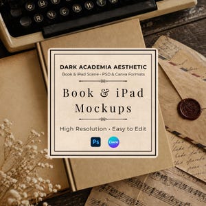 Wax Seal Book Mockup & iPad Scene | Historical Romance Author Branding | Epistolary Novel Template | Canva Frame PSD Smart Object
