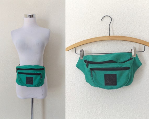 90s green nylon fanny pack, vintage unisex small … - image 1