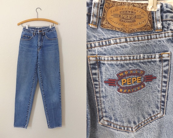 90s high waist blue jeans - size 5/6 small - vint… - image 1