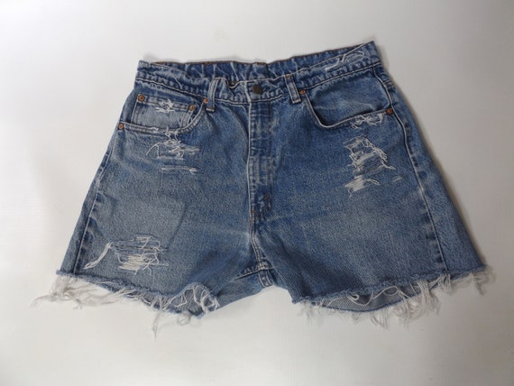 vintage levi cut off denim shorts - 34 waist - me… - image 4