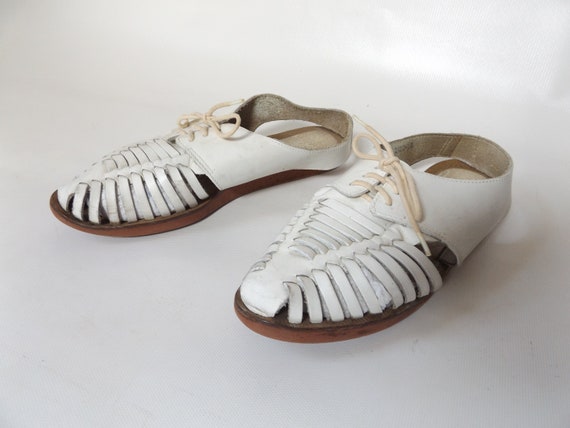 90s white huarache slingback sandals, size 7, wov… - image 6