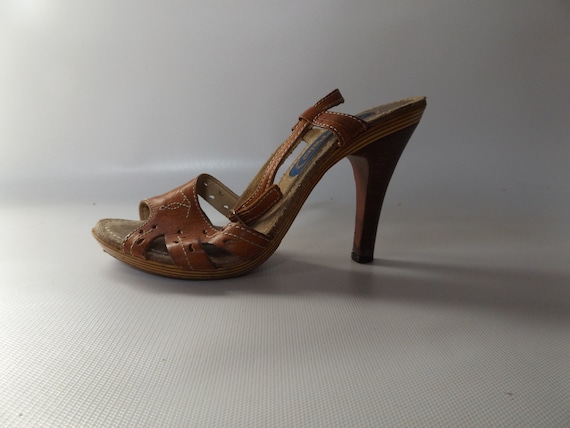 Buy Brown Summer Tie Up Block Heels by Myra Online at Aza Fashions.