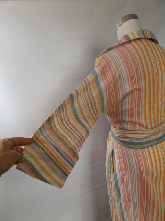 70s rainbow stripe tunic dress, small XS, lightwe… - image 10