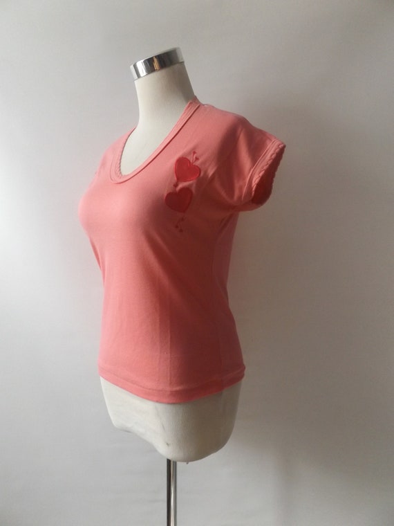 vintage 80s heart applique blouse, women's size m… - image 4