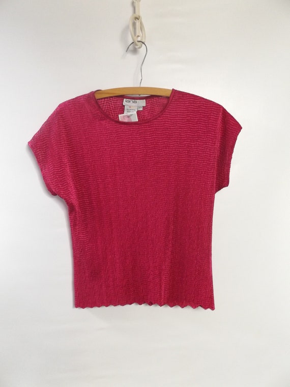 90s raspberry pink stretchy blouse, women's mediu… - image 8