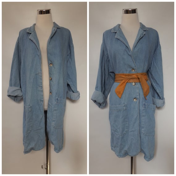 vintage 90s oversize denim blazer - size medium M… - image 1