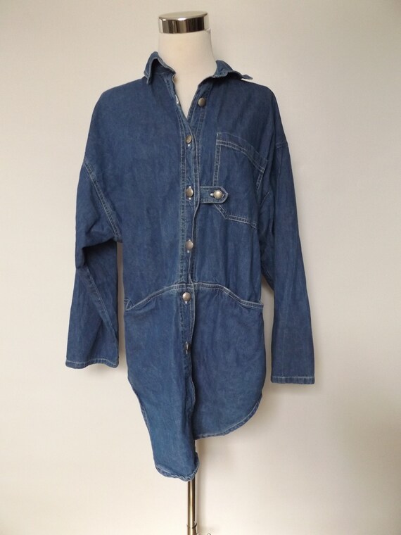 vintage blue jean blouse - size medium M - 90s wo… - image 10