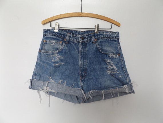 Levis 505 Cut Off Jean Shorts 34 Waist - Vintage … - image 7
