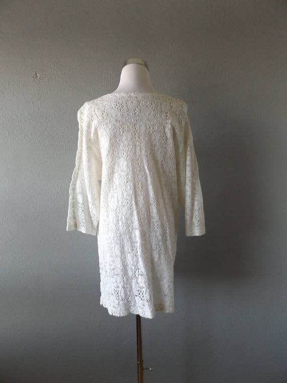 lace tunic mini dress | vintage 70s sheer hippie … - image 4