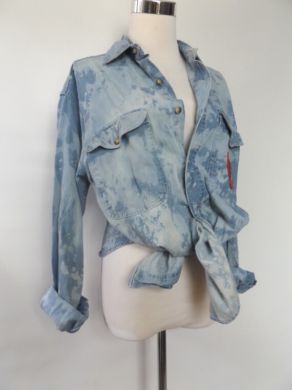 vintage 80s tie dye denim shirt - size small - co… - image 2