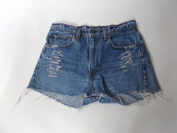 vintage levi cut off denim shorts - 34 waist - me… - image 2