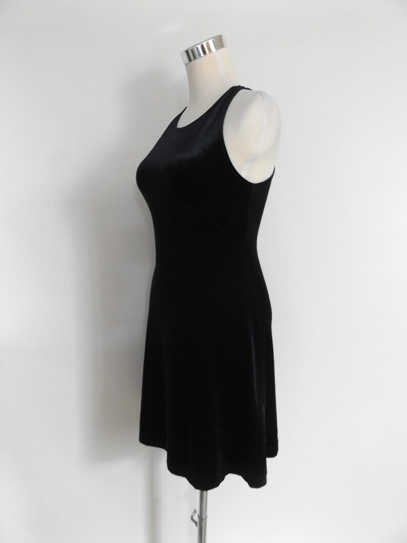grunge skater dress vintage 90s stretchy navy blue velour mini dresses S small 1990s minimal basic tunic blouse rocker minimalist