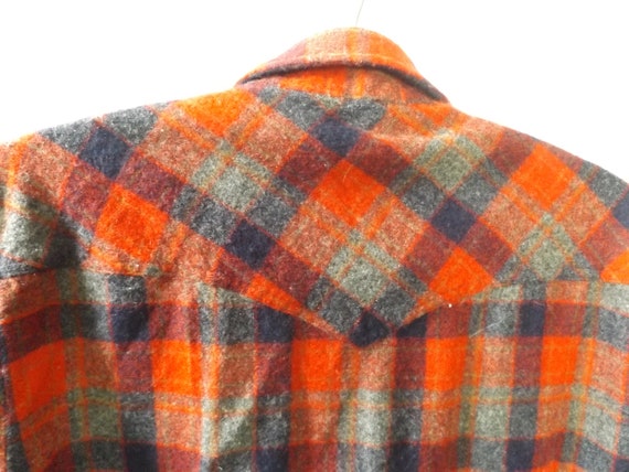 80s western plaid flannel shirt, large 16 - 16.5,… - image 6