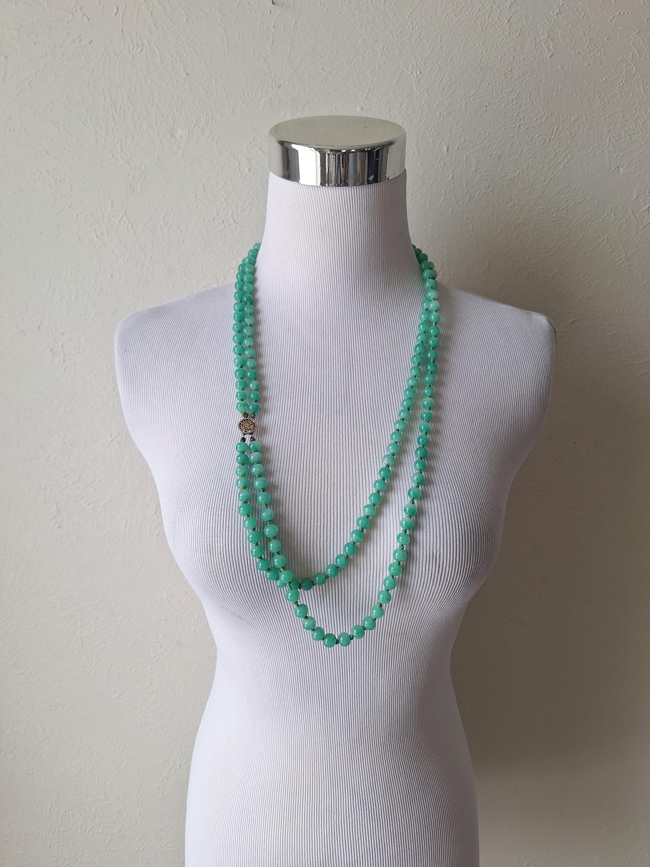 Lot De 2 Colliers En Jade Vintage - Bijoux Anciens & Élégants - Style Rétro & Unique