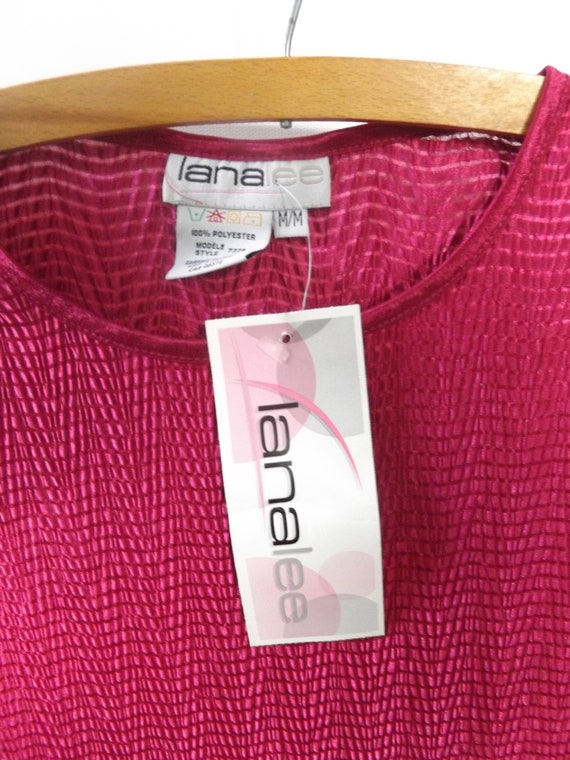 90s raspberry pink stretchy blouse, women's mediu… - image 2