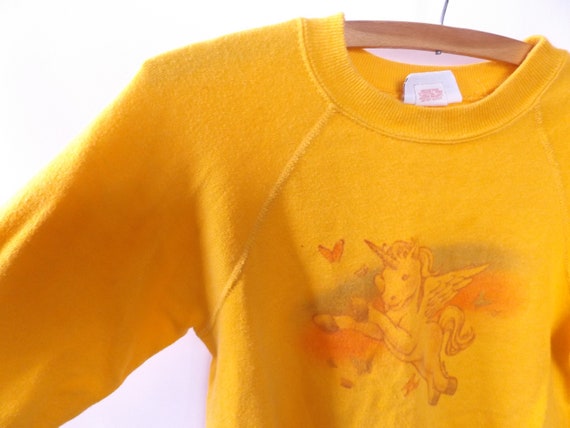 80s unicorn graphic print sweatshirt, XS adult ju… - image 4