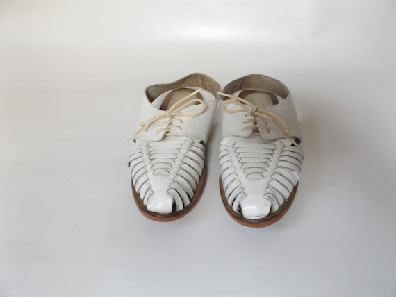 90s white huarache slingback sandals, size 7, wov… - image 10