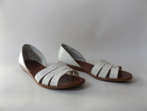 vintage 90s white open toe sandals - size 6 1/2 -… - image 7