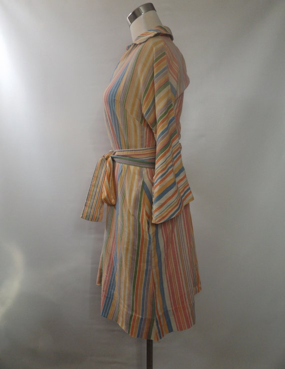 70s rainbow stripe tunic dress, small XS, lightwe… - image 7